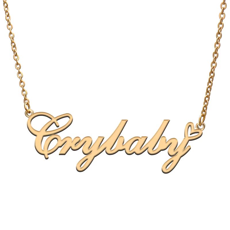 Crybaby – collier avec nom et cœur d'amour pour femmes, bijoux en acier inoxydable, pendentif avec p