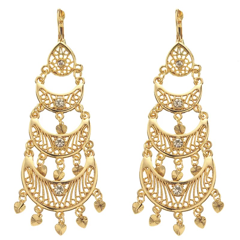 Boucles d'oreilles pendantes plaquées or en forme de lune pour filles, bijoux de mariage préliminair
