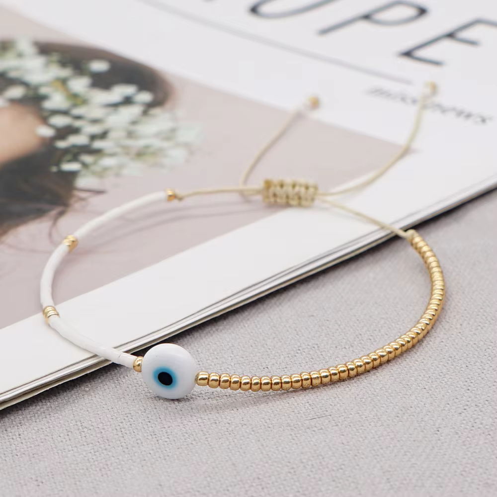 Go2BoHo-Bracelet œil en or et blanc pour femme, bijoux à la mode, avec ULajustable