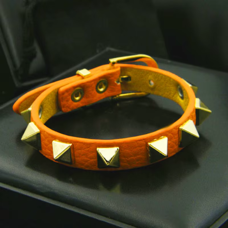 Bracelet en cuir PU pour hommes et femmes, style punk rivet, bijoux melon al, taille réglable, cercl