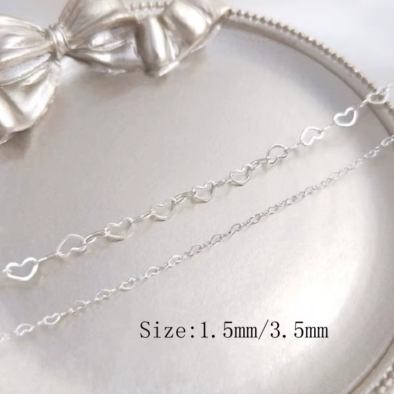 Chaînes d'amour plaquées argent 925, 1 mètre, fournitures de collier pour la fabrication de bijoux, 