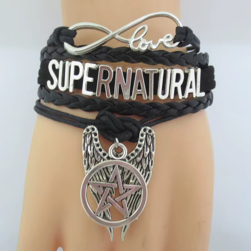Amour surnaturel Bracelet pentagramme ailes bracelets porte-bonheur et bracelets bijoux pour femmes 