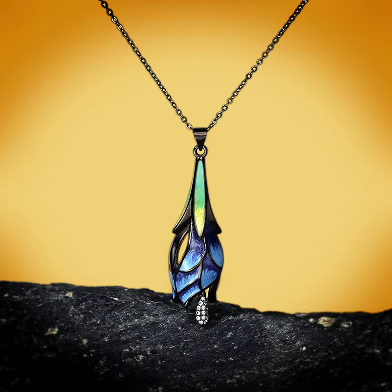 Chaîne de clavicule fraîche en argent 925 pour femme, couleur de rêve, typo, collier bleu, style eth