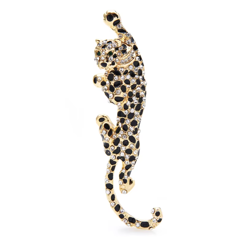 Wuli & baby – grande broche léopard d'escalade pour femmes et hommes, broches d'animaux en émail, bi
