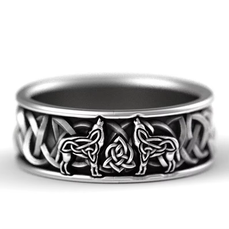 Huitan Viking mythologie nordique loup géant hommes anneau défense Totem loup mode Hip Hop Rock unis