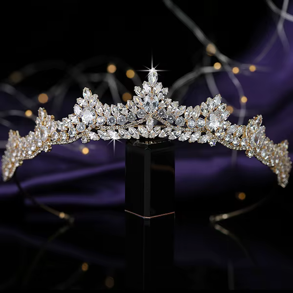 HADIYANA-Couronne de Mariage pour Femme, Accessoires de Cheveux de Luxe, Bijou Cubique, BC5534