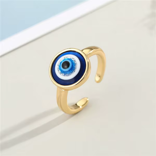 Bague œil turc porte-bonheur tendance pour couple, homme et femme, avec cristaux colorés ronds, idéa