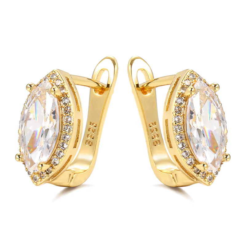 Kinel luxe Simple naturel Zircon boucles d'oreilles pour les femmes mode 925 argent mariée boucles d