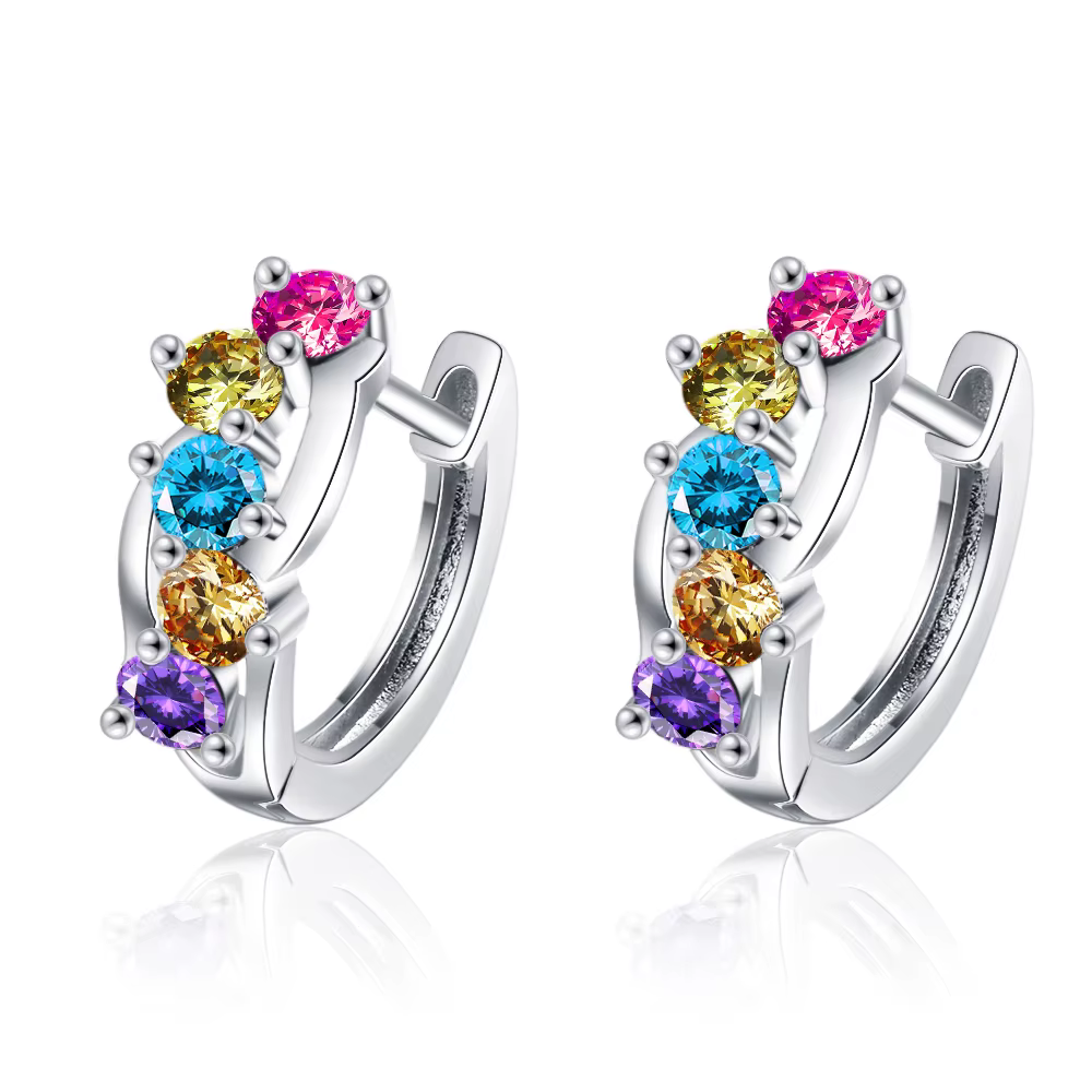 Boucles d'oreilles en argent Sterling 925 incrustées de zircons colorés pour filles, bijoux Glamour,
