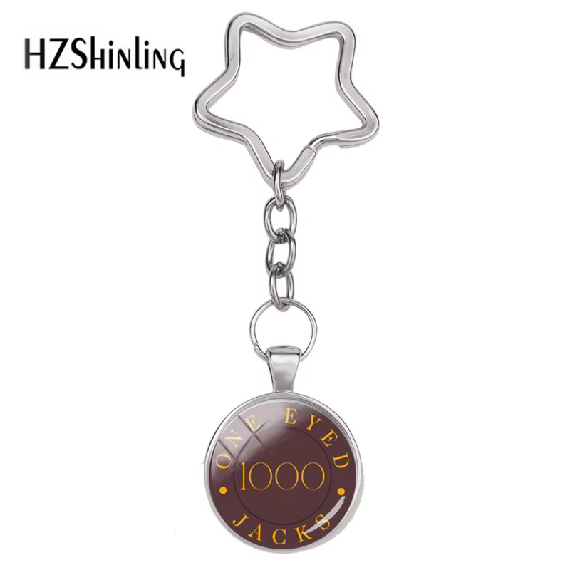 Porte-clés avec étoile à double pic, bijoux du film David Lynch, Cabochon en verre, nouvelle mode 20