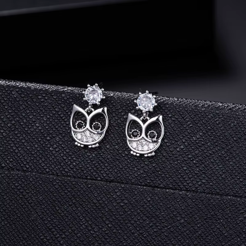 Boucles d'oreilles en forme de hibou en argent Sterling 925 pour femmes et filles, cadeau tendance, 