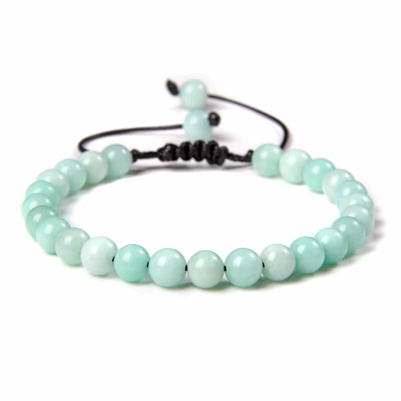 Bracelet de perles colorées en pierre d'angélite pour hommes et femmes, 6MM, tressé en calcédoine, b