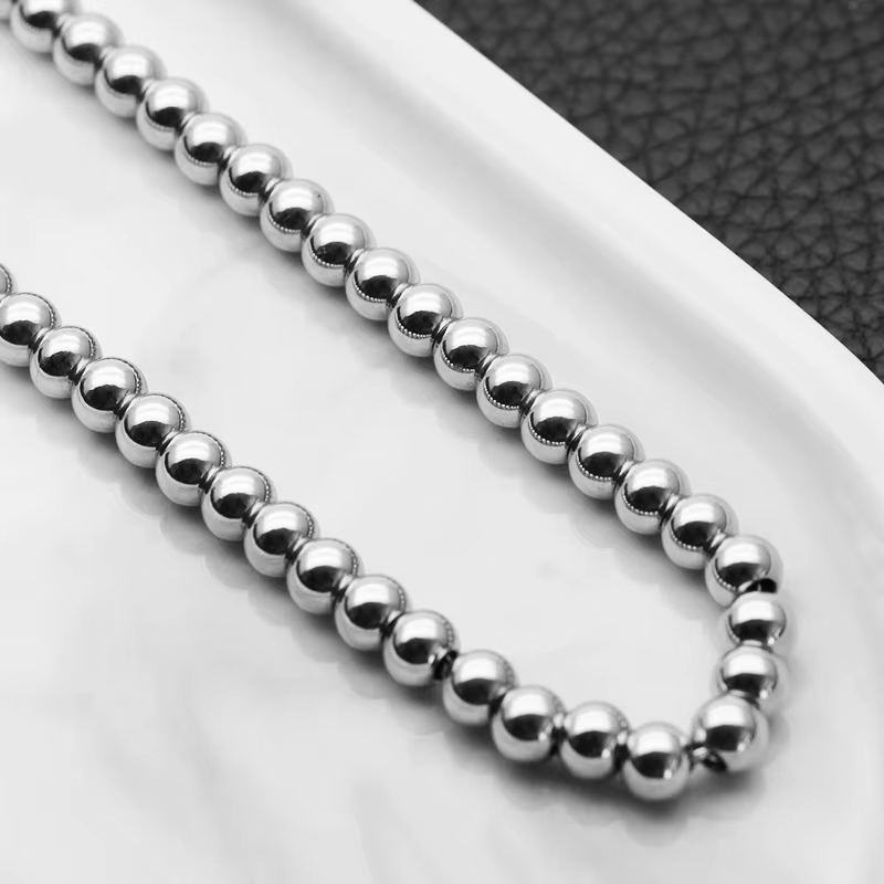 Chaîne à billes en acier inoxydable, collier en titane et acier, bijoux tendance, vente en gros, off