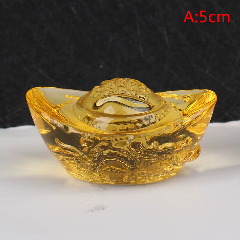 Yuan Bao en cristal jaune doré, décoration de salon et de bureau, attire la richesse et porte-bonheu