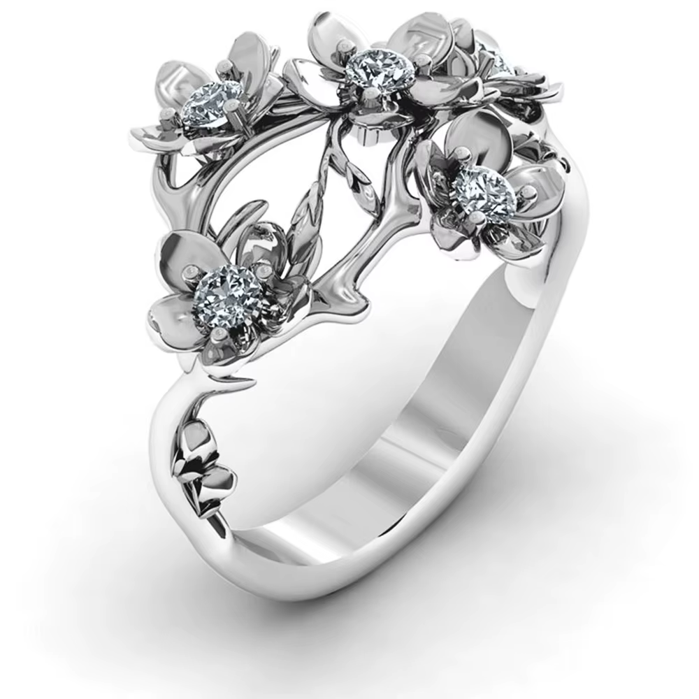 Huitan – bagues à fleurs pour femmes, cristal, zircone cubique, accessoires de fête élégants, cadeau