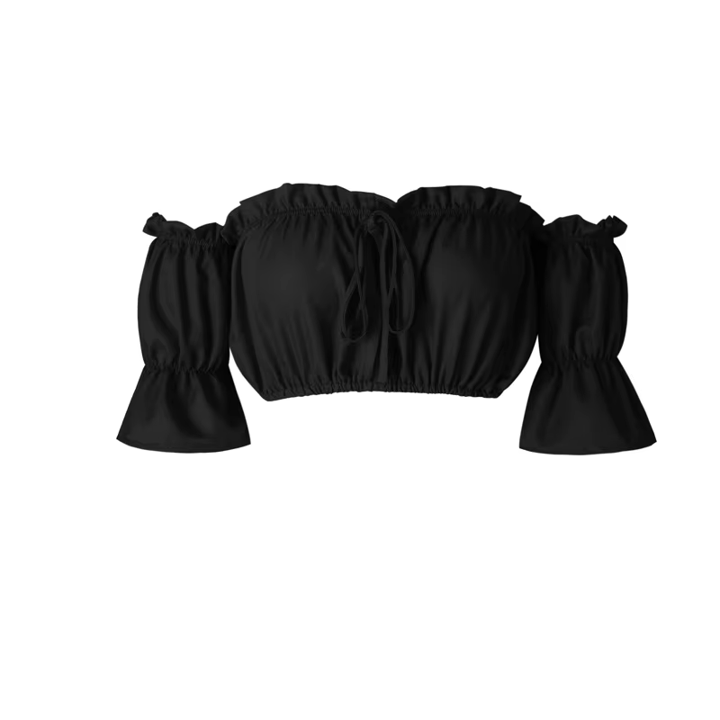 Crop tops femmes 2025 été lanterne manches sexy bretelles plage hauts rouge noir blanc froncé haut c