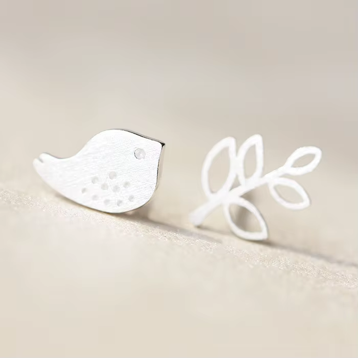 Boucles d'oreilles en forme de branches d'oiseau, en argent Sterling 925, pour femmes et filles, bij