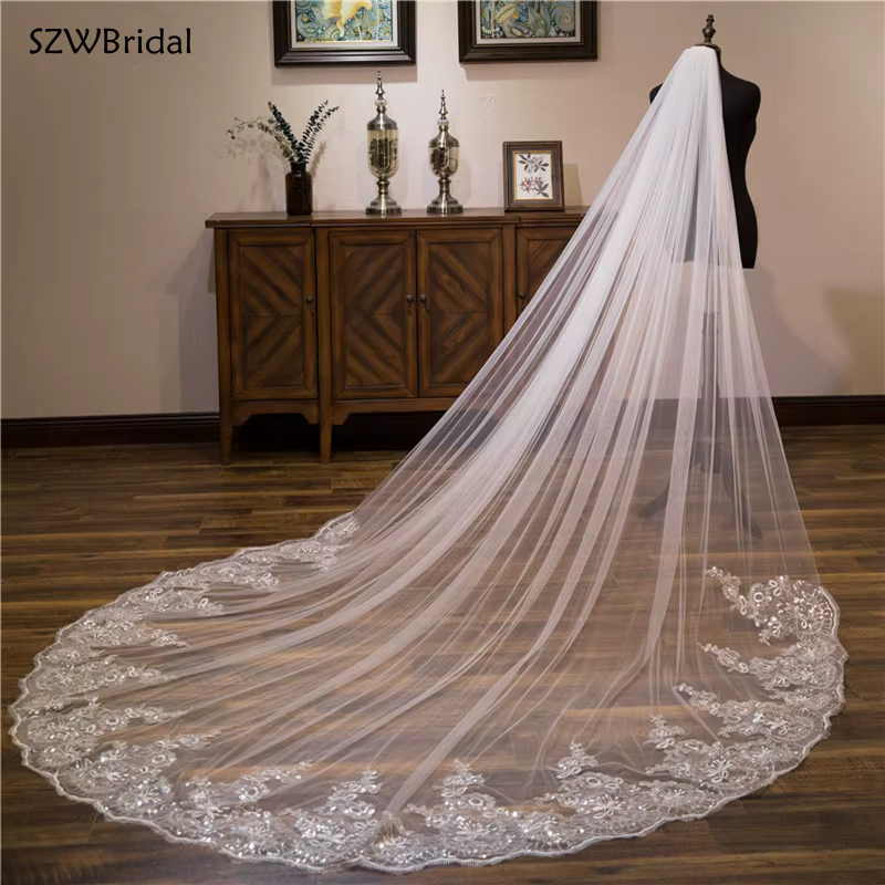 Nouveauté dentelle paillettes voiles de Mariage 3 mètres voile de mariée accessoires de Mariage chap