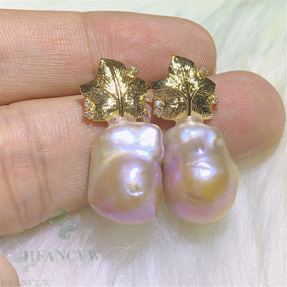 Boucles d'oreilles en perles de couleur or 18 carats, bijoux en forme de goutte d'oreille, style Bar