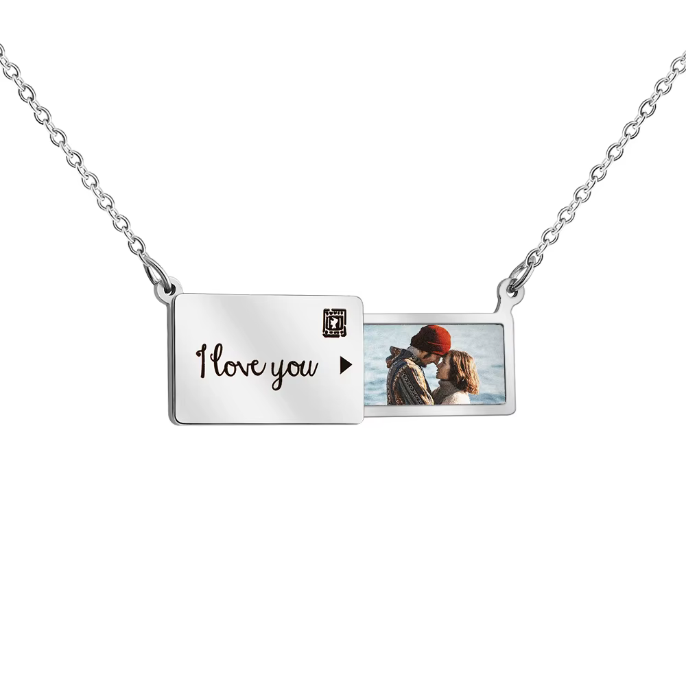 MaiLun – collier enveloppe avec Message Photo personnalisé, pendentif enveloppe en acier inoxydable,