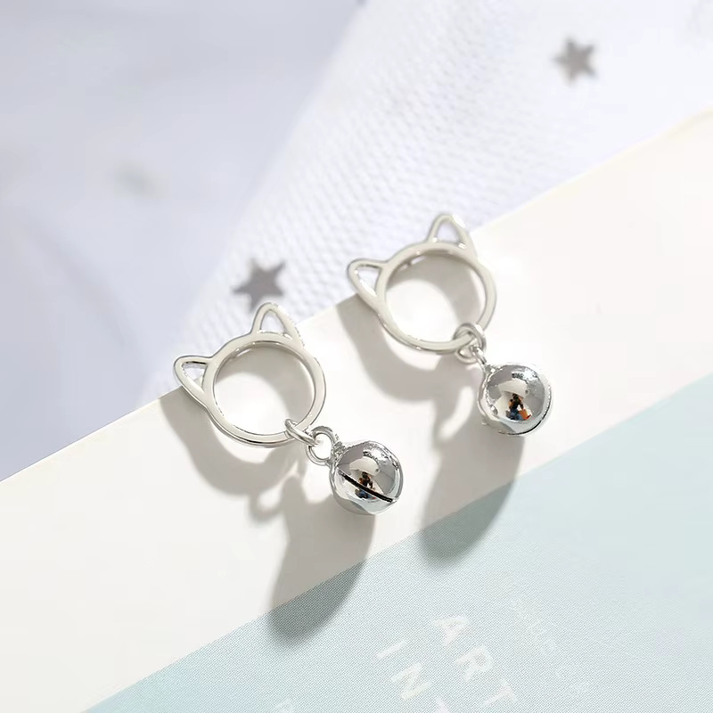 REETI 925 boucles d'oreilles chat cloche en argent Sterling pour femmes filles cadeau mode chaude bo