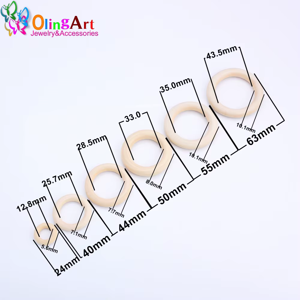 OlingArt-Bague Grand Cercle en Bois Naturel de Taille Mixte, Bijoux pour Enfant, Fabrication de Joue