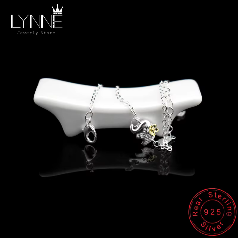 Bracelet de cheville éléphant fleur en or pour femme et fille, argent regardé 925, pendentif rinçage