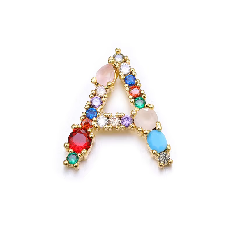 Juya – cristaux arc-en-ciel faits à la main, gemmes opale, 26 lettres de l'alphabet, breloques initi