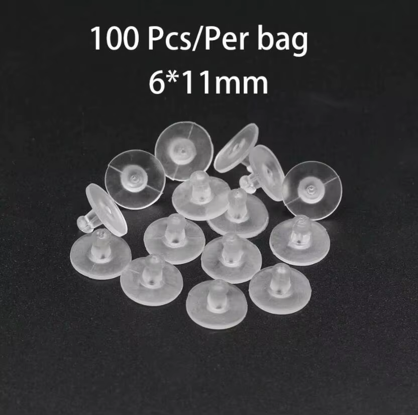 Bouchon de dos de boucles d'oreilles en caoutchouc, 100 pièces/lot, écrous en acier inoxydable, dos 