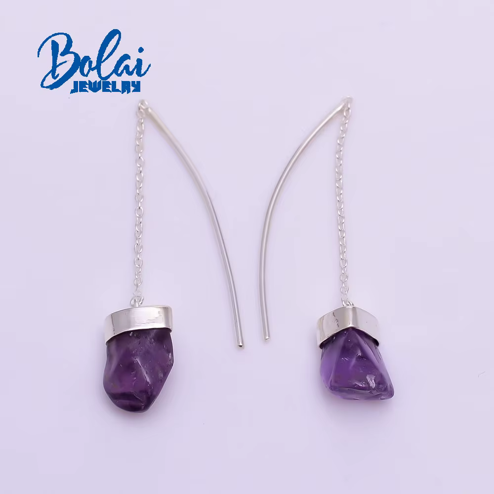 Bolai – boucles d'oreilles en argent sterling 925, améthyste et citrine naturelles, faites à la main