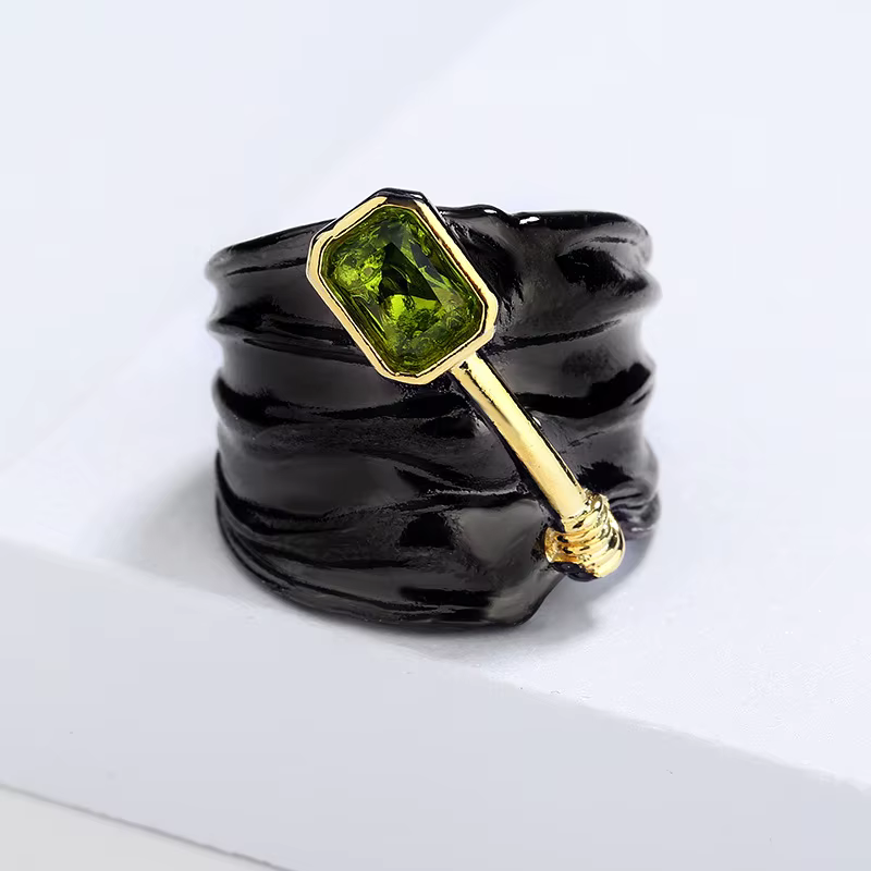 Bague en topaze incrustée bicolore, argent 925, conception spéciale, or noir, fiançailles, fête de m