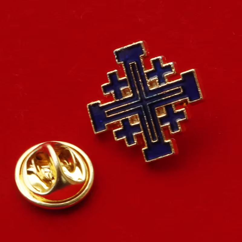 Broche croix catholique chrétienne de jérusalem, Badge, bijoux religieux, articulos religieux, halo 
