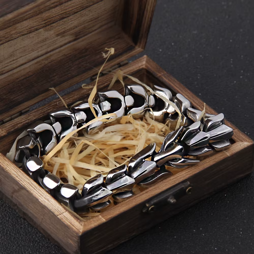 Bracelet Viking Ouroboros en acier inoxydable pour homme, bijoux vintage, hip-hop, culture de rue, m