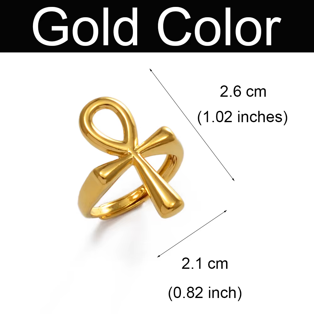 Anniyo Ankh Ring pour femme, bijou de doigt avec croix égyptienne africaine, hieroglyphes égyptiens,