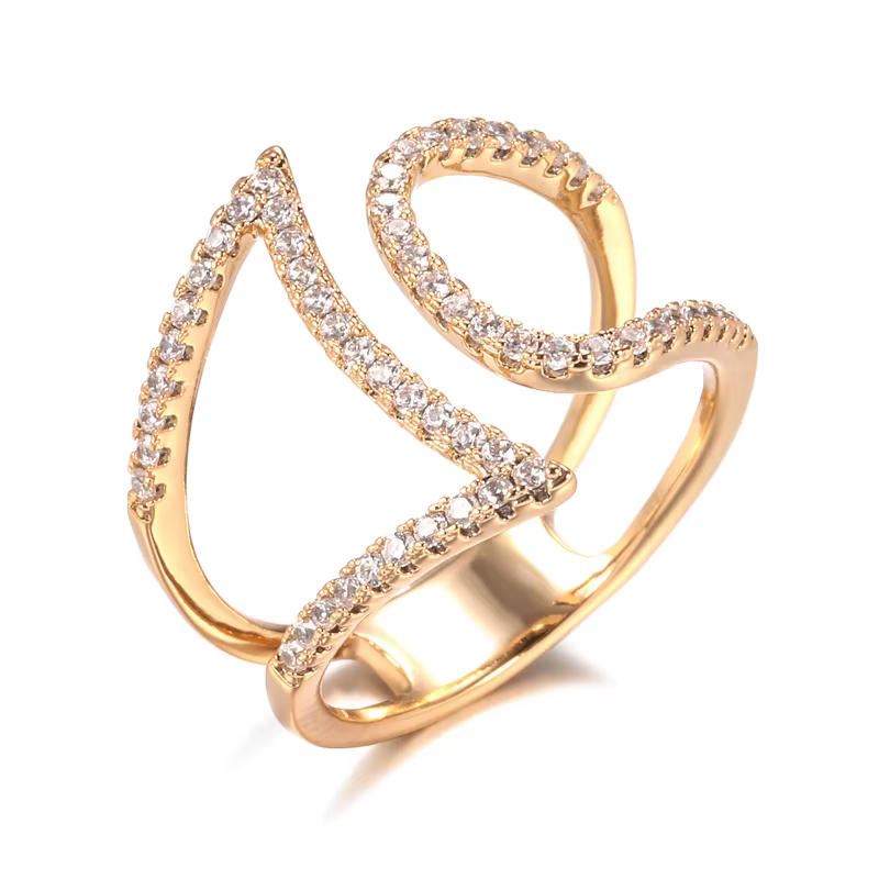 Kinel – bague en Zircon naturel pour femmes, or Rose 2021, ligne creuse géométrique, bijoux de maria