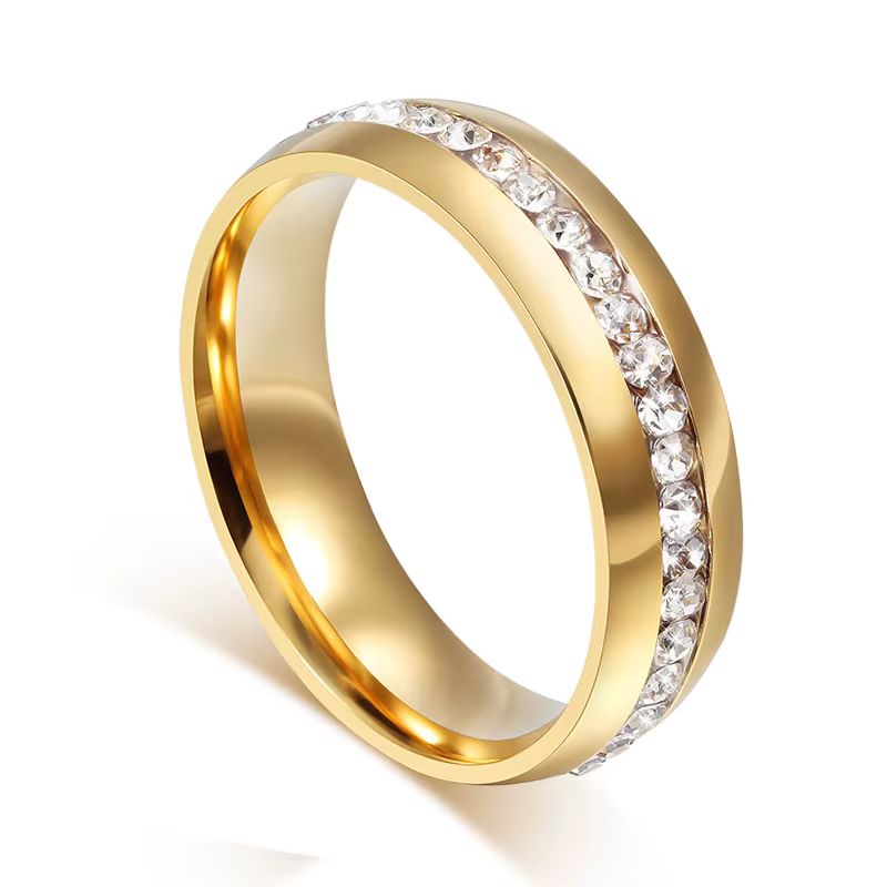 Bague de mariage en acier inoxydable pour hommes et femmes, alliances, ton or, 6mm, taille américain