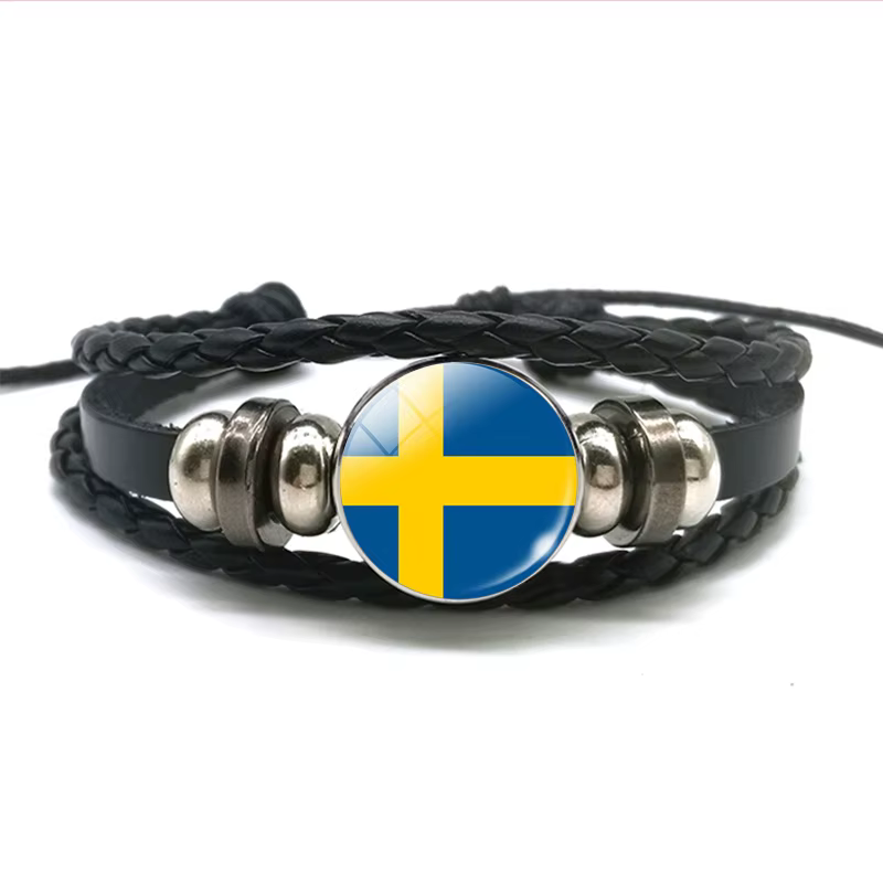 Bracelet en cuir tressé avec ULnoire pour homme, Europe, pays, Royaume-Uni, France, Italie, Espagne,