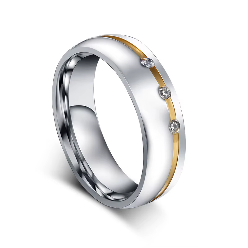 Bagues de mariage tendance pour couples, en acier inoxydable avec micro-incrustations de zircon, cad