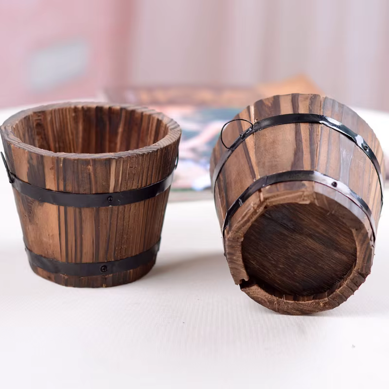 Petit Vase en bois naturel Vintage, artisanat pour fleurs artificielles, décor de mariage, fête de n