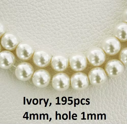 Perles blanches ivoire de 4 6 8 10mm, boule d'espacement en verre, perles rondes pour la fabrication