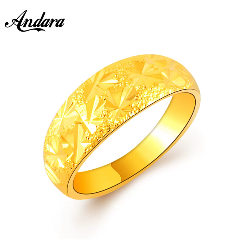 Nouvelle bague de mode chaude conception éthiopienne femmes bijoux de mariée 24k jaune plaqué or fem
