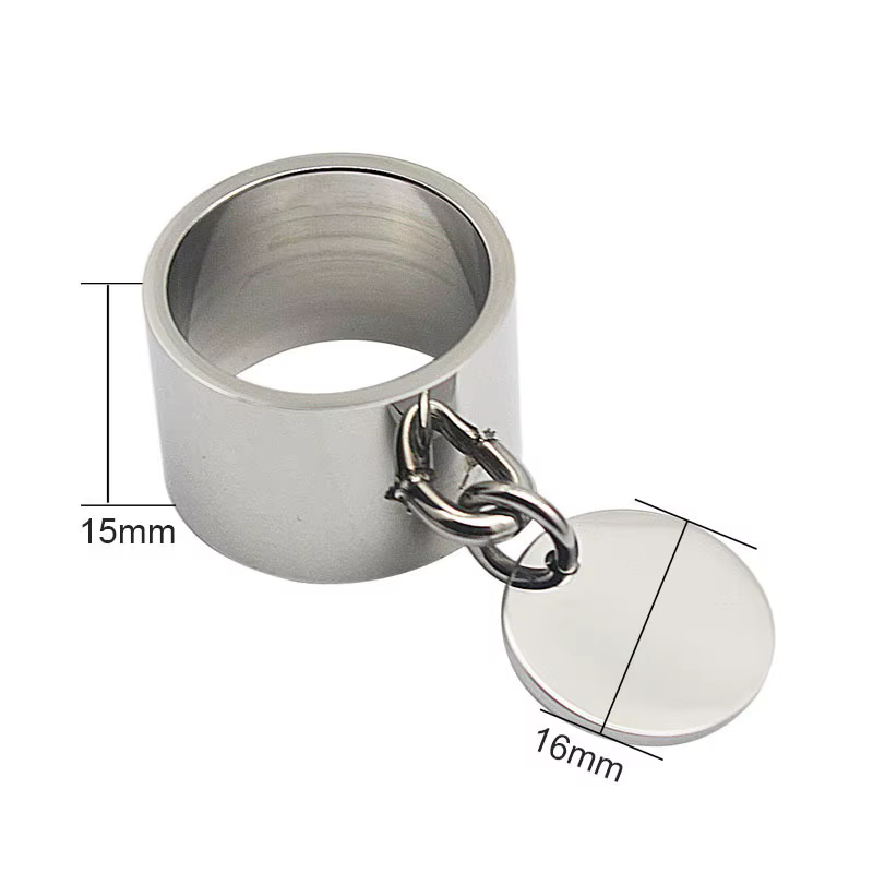 Bagues de luxe pour femmes, étiquette ronde gravable, breloque, bijoux à la mode, 5 couleurs, 15MM d
