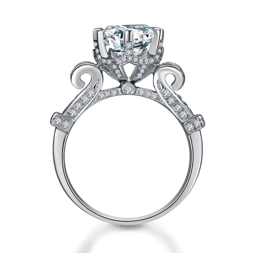 Bague Moissanite en platine massif 950, 1.5/2/3 Carat, Test positif, couleur D VVS1, pour elle, bijo