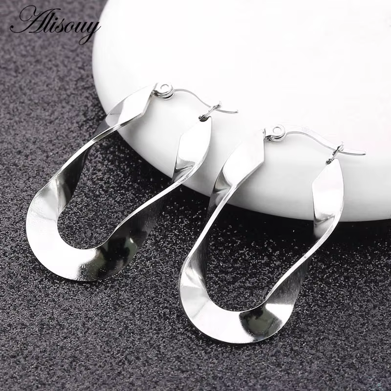 Alisouy – boucles d'oreilles géométriques couleur or, 2 pièces, Bijoux à la mode en acier inoxydable
