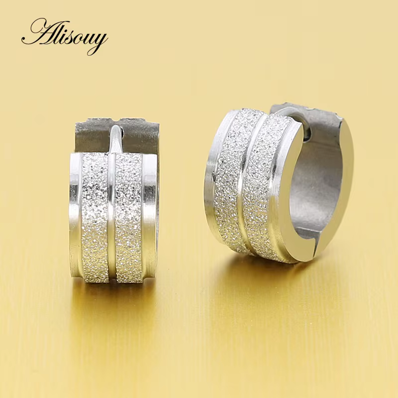 Alisouy 1 paire de boucles d'oreilles créoles bleues et dorées, petites boucles d'oreilles circulair