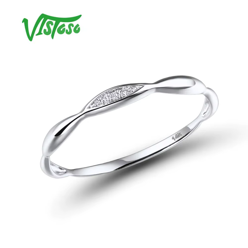 VISTOSO bagues en or pour femmes véritable 14 K bague en or jaune/blanc brillant diamant promesse ba