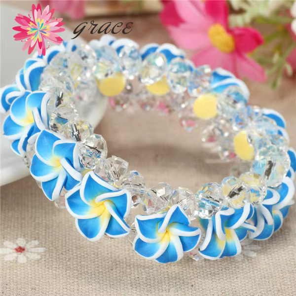 1 pc/lot fait à la main mignon polymère argile Frangipani Plumeria fleur hawaïenne Bracelets pour fi