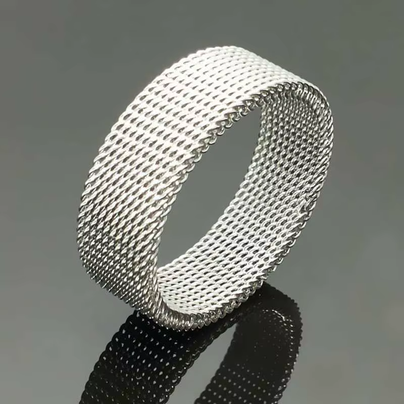 Bague moderne en acier inoxydable à mailles pour homme et femme, bijoux, anneau en maille, Anillos M
