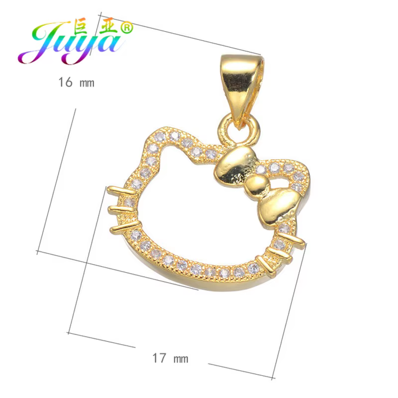 Juya-Pendentifs pavés de zircons cubiques pour femmes, médaillon scintillant, breloque clé cœur, com