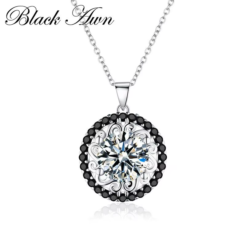 Collier en argent noir AWN, couleur argent, bijoux coulissants pour femmes, colliers et pendentifs r